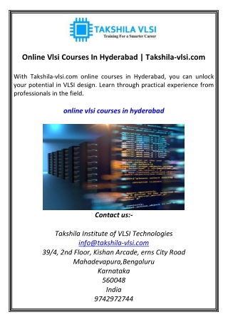 Online Vlsi Courses In Hyderabad  Takshila-vlsi.com