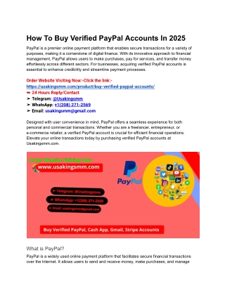 How To Buy Verified PayPal Accounts In 2025