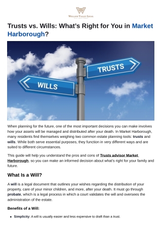 Trusts vs. Wills What’s Right for You in Market Harborough