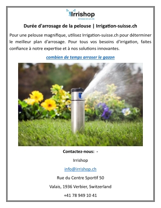 Durée d'arrosage de la pelouse Irrigation-suisse.ch