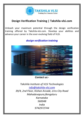 Design Verification Training  Takshila-vlsi.com