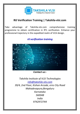 rtl verification training takshila vlsi com