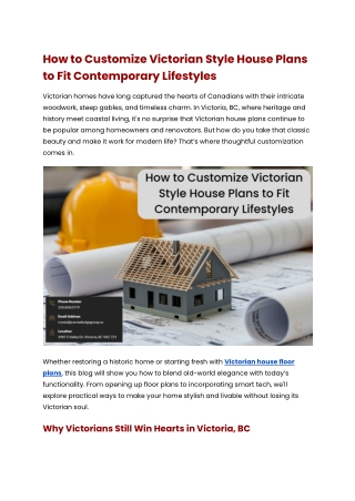 How to Customize Victorian Style House Plans to Fit Contemporary Lifestyles