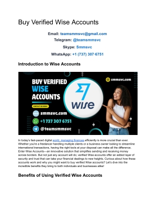 KYC-Approved Wise Accounts for Secure Payments