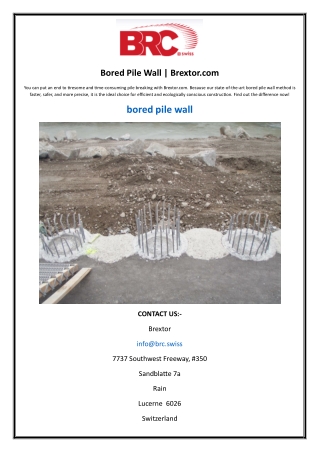 Bored Pile Wall | Brextor.com