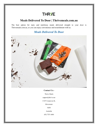Meals Delivered To Door Thrivemeals.com.au