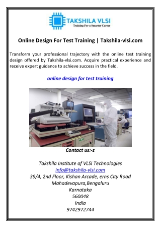 Online Design For Test Training Takshila-vlsi.com