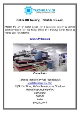 Online Dft Training  Takshila-vlsi.com
