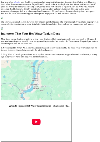 How Do You Tell It’s Time to Replace The Old Hot Water Tank