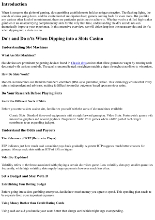 Do's and Do n'ts When Playing at a Slot Machine Gambling establishment