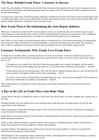 the story behind frank flora a journey to success