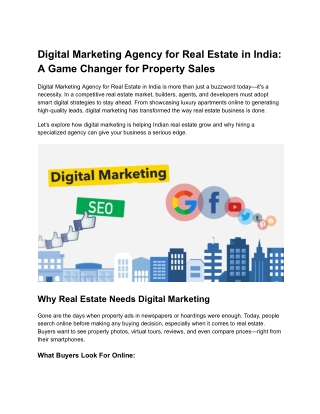 Grow Your Real Estate Business with a Digital Marketing Agency in India