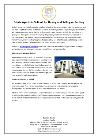 Estate Agents in Solihull for Buying and Selling or Renting