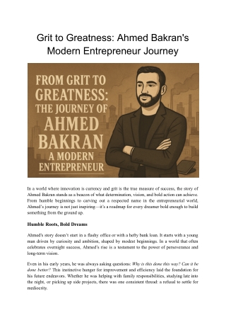 Grit to Greatness_ Ahmed Bakran's Modern Entrepreneur Journey