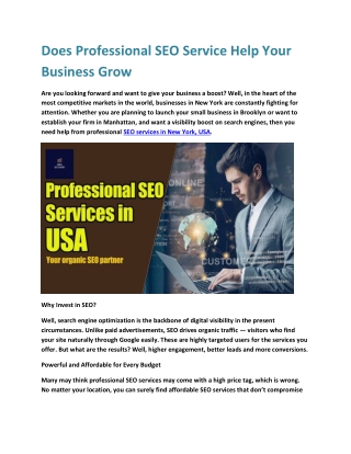Does Professional SEO Service Help Your Business Grow