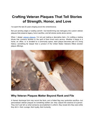 Crafting Veteran Plaques That Tell Stories of Strength, Honor, and Love