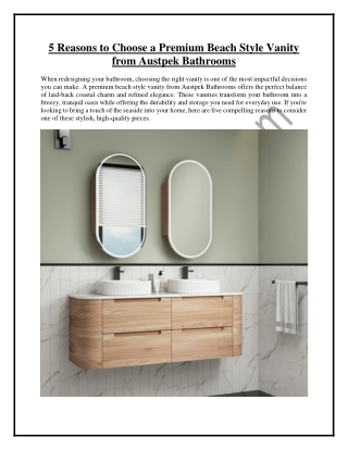 5 Reasons to Choose a Premium Beach Style Vanity from Austpek Bathrooms