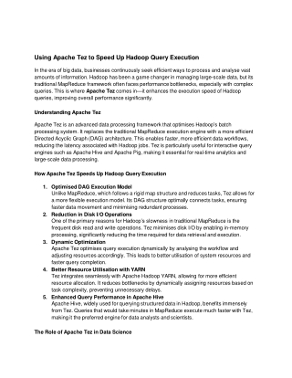 Using Apache Tez to Speed Up Hadoop Query Execution
