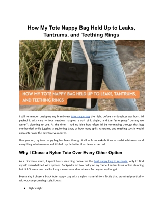 How My Tote Nappy Bag Held Up to Leaks, Tantrums, and Teething Rings