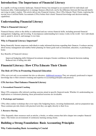 Financial Literacy: How CPAs Educate Their Clients