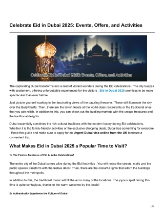 Celebrate Eid in Dubai 2025 Events Offers and Activities