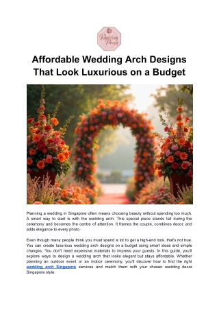Affordable Wedding Arch Designs That Look Luxurious on a Budget