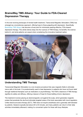 BrainsWay TMS Albany Your Guide to FDA-Cleared Depression Therapy