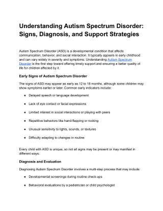 Understanding Autism Spectrum Disorder_ Signs, Diagnosis, and Support Strategies