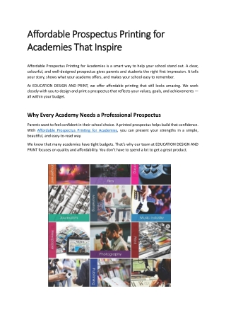 Affordable Prospectus Printing for Academies That Inspire