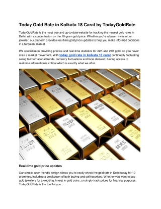 Today Gold Rate in Kolkata 18 Carat by TodayGoldRate