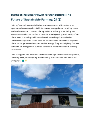 harnessing solar power for agriculture the future