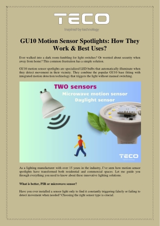 gu10 motion sensor spotlights how they work best