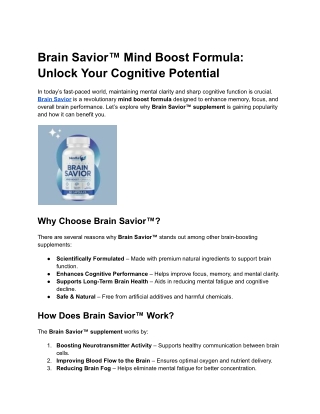 brain savior mind boost formula unlock your