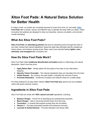 xitox foot pads a natural detox solution