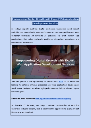 Custom Web Application Development Agency | First Rite IT Services