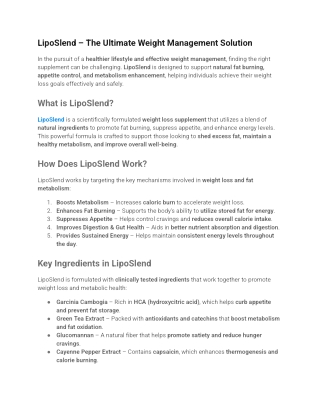 liposlend the ultimate weight management solution
