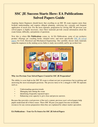 SSC JE Success Starts Here EA Publications Solved Papers Guide