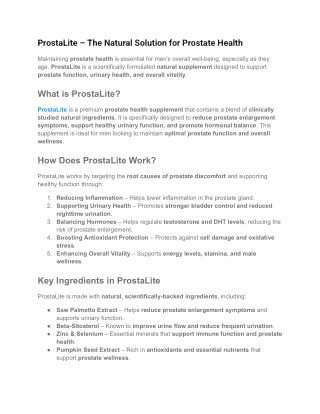 prostalite the natural solution for prostate
