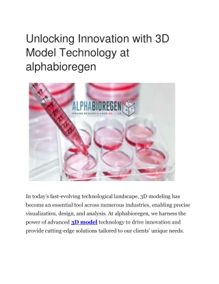 Alphabiorege - Precision 3D Modeling Services for Bioregenerative Solutions