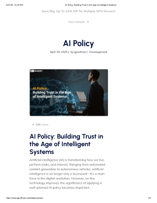 AI Policy: Building Trust in the Age of Intelligent Systems