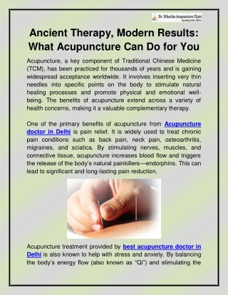 Acupuncture doctor in Delhi
