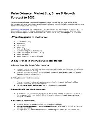 Pulse Oximeter Market Sustainability Trends and Low-Power Device Innovations