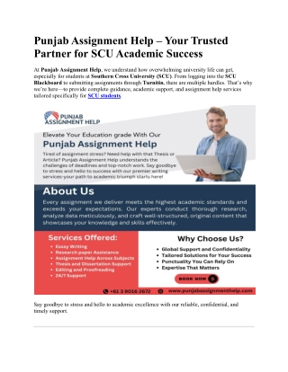 Punjab Assignment Help – Your Trusted Partner for SCU Academic Success