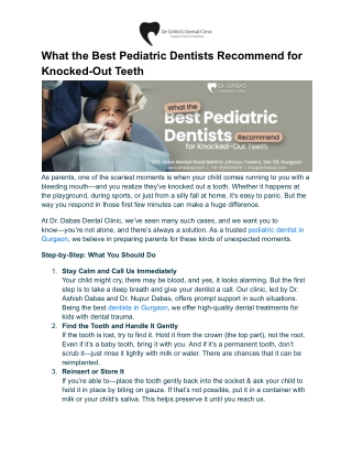 What the Best Pediatric Dentists Recommend for Knocked-Out Teeth