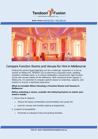 Compare Function Rooms and Venues for Hire in Melbourne | Tandoor Fusion