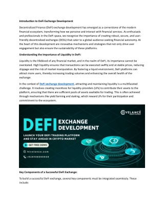introduction to defi exchange development