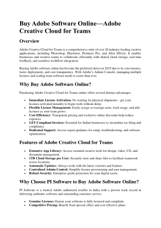 Buy Adobe Software Online – Creative Cloud for Teams by PI Software