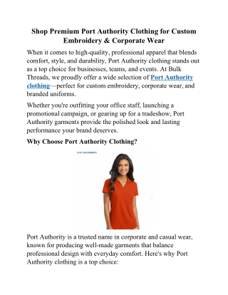 Shop Premium Port Authority Clothing for Custom Embroidery & Corporate Wear