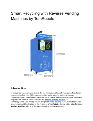 Smart Recycling with Reverse Vending Machines by TomRobots