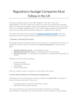 Regulations Haulage Companies Must Follow in the UK